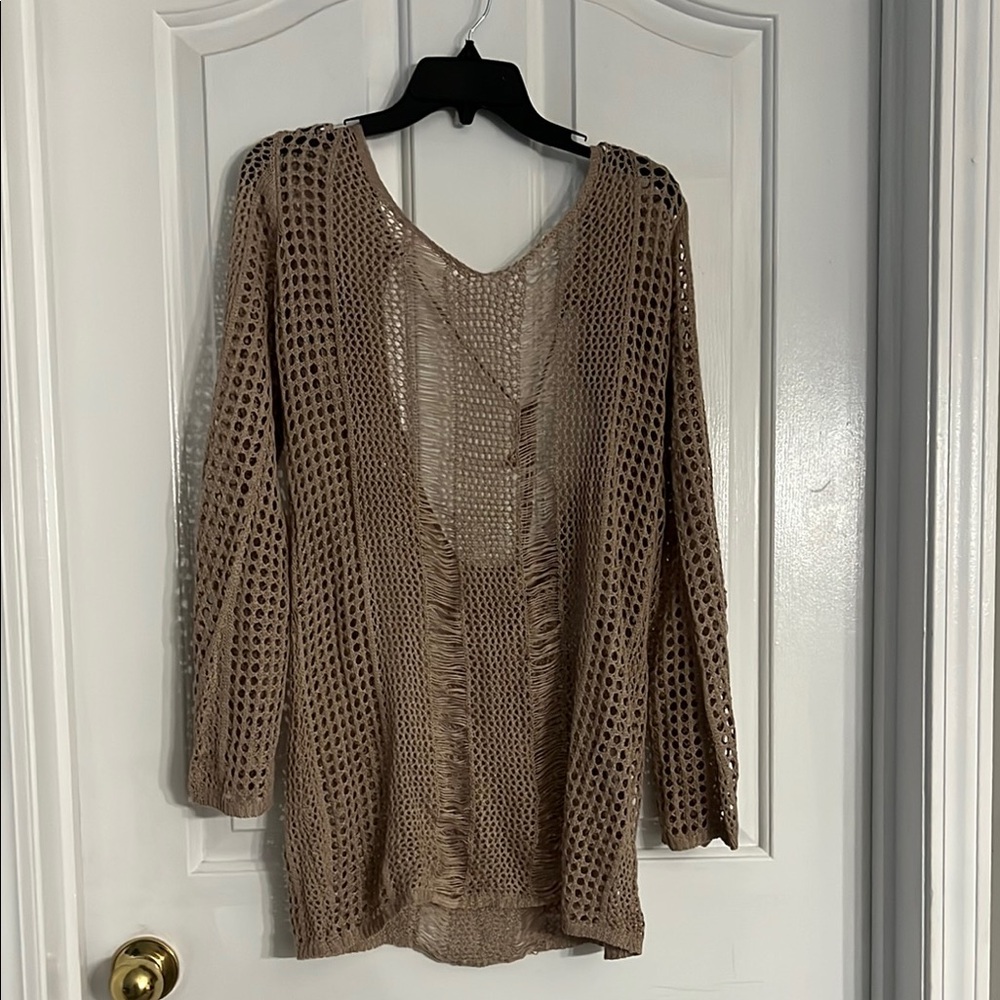 Women's Tan Swimsuit Coverup Sweater